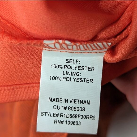 Rabbit Rabbit Rabbit Abstract Ombre Orange Red Pleated Shift Dress size 12 - Picture 14 of 15